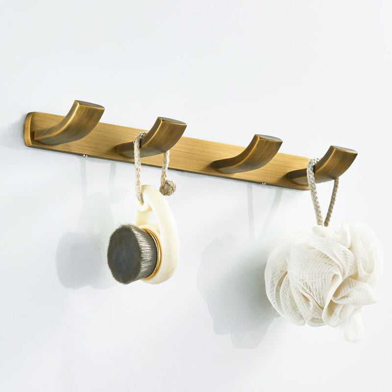 Bathroom Robe Hooks Wall Mounted 4 Hooks Decorative Antique Brushed Brass Gold Shower Row Hook