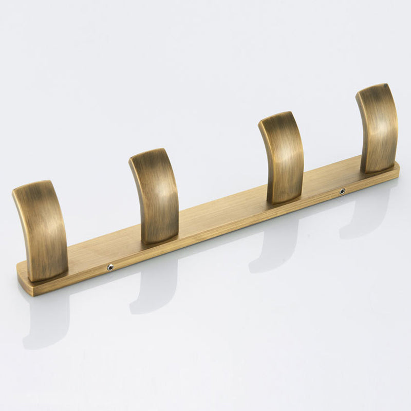 Bathroom Robe Hooks Wall Mounted 4 Hooks Decorative Antique Brushed Brass Gold Shower Row Hook