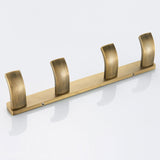 Bathroom Robe Hooks Wall Mounted 4 Hooks Decorative Antique Brushed Brass Gold Shower Row Hook