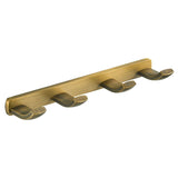 Bathroom Robe Hooks Wall Mounted 4 Hooks Decorative Antique Brushed Brass Gold Shower Row Hook