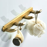 Bathroom Robe Hooks Wall Mounted 4 Hooks Decorative Antique Brushed Brass Gold Shower Row Hook