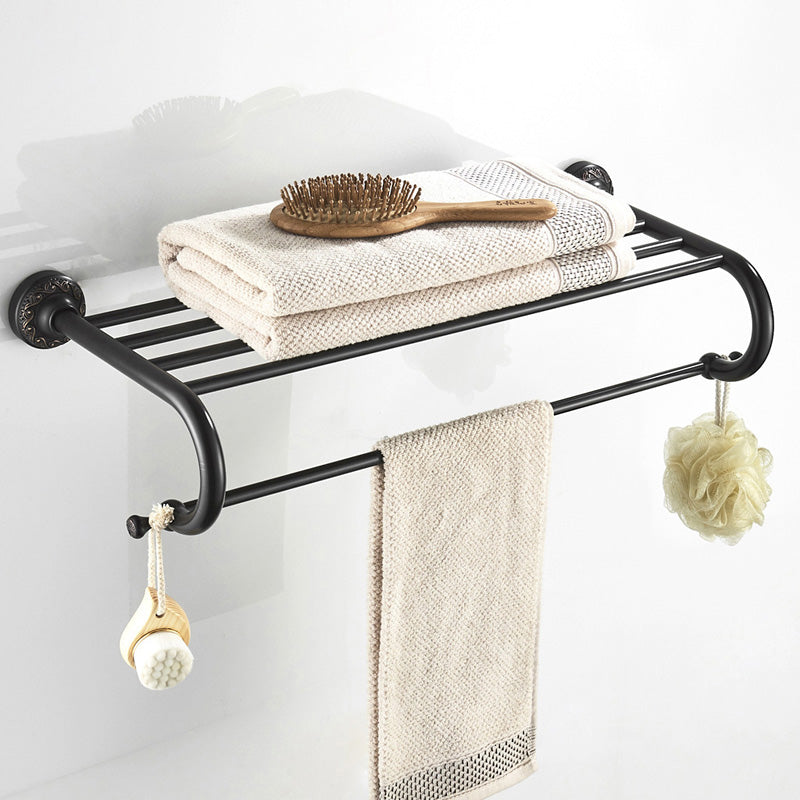 Bathroom Shelf Brass Oil Rubbed Bronze Towel Rack Unique Designer Luxury Black 24 Inch Hotel Carved