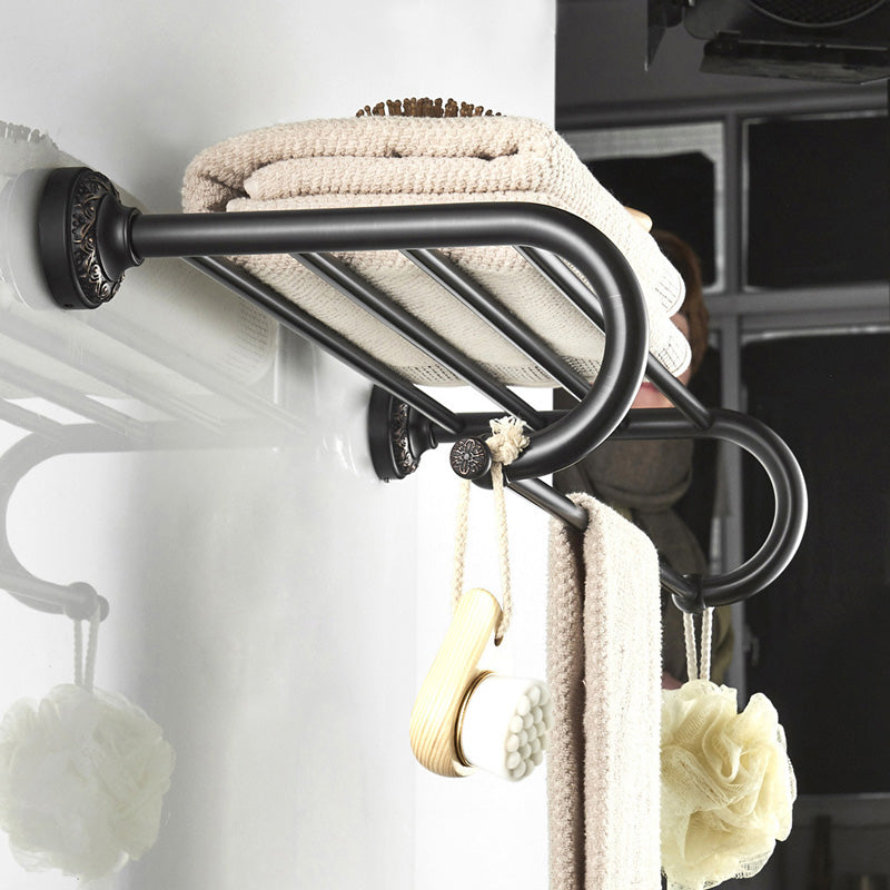 Bathroom Shelf Brass Oil Rubbed Bronze Towel Rack Unique Designer Luxury Black 24 Inch Hotel Carved
