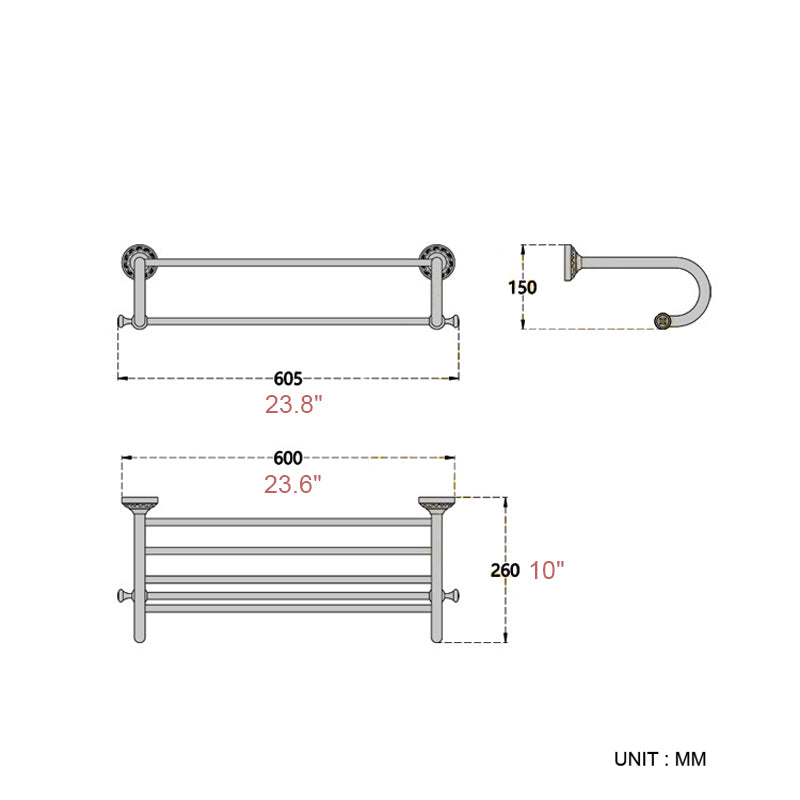 Bathroom Shelf Brass Oil Rubbed Bronze Towel Rack Unique Designer Luxury Black 24 Inch Hotel Carved