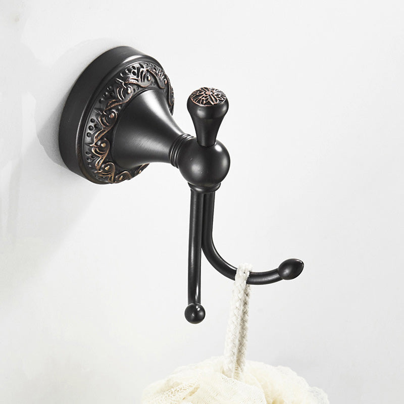 Bathroom Single/ Double Robe Hooks Black Carved Oil Rubbed Bronze Brass Rustic Door Coat Wholesale