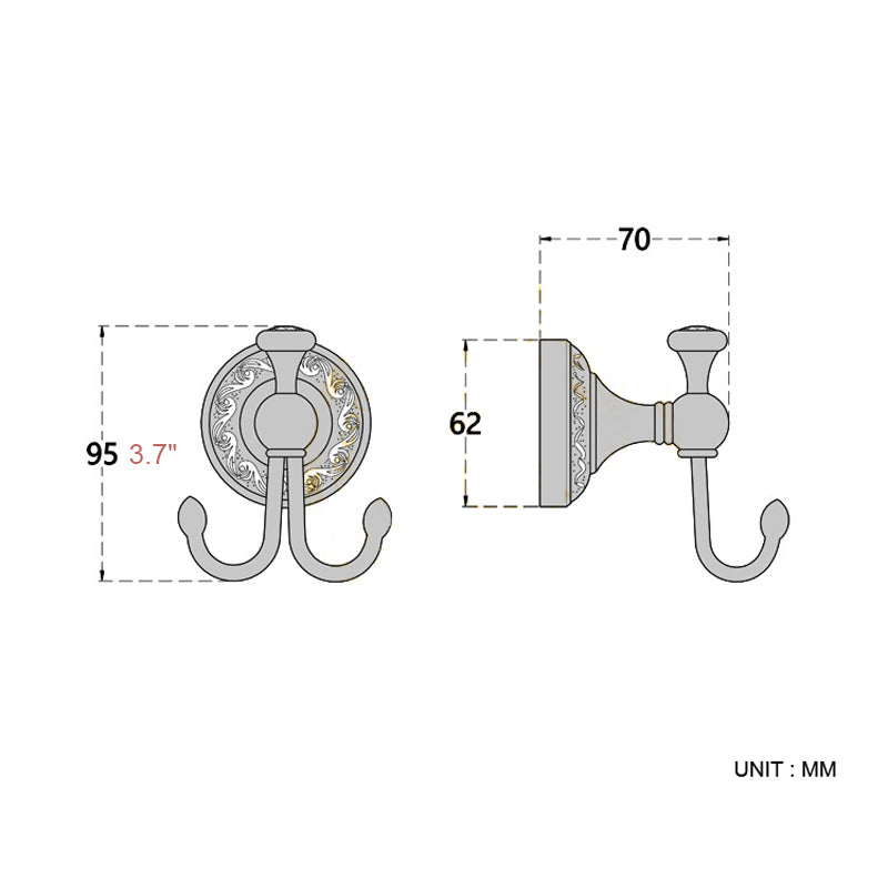 Bathroom Single/ Double Robe Hooks Black Carved Oil Rubbed Bronze Brass Rustic Door Coat Wholesale