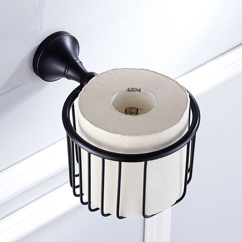 Bathroom Toilet Paper Roll Holder Black Brass Paper Basket Wall Mounted Oil Rubbed Bronze Hotel Single Roll