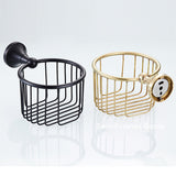 Bathroom Toilet Paper Roll Holder Black Brass Paper Basket Wall Mounted Oil Rubbed Bronze Hotel Single Roll
