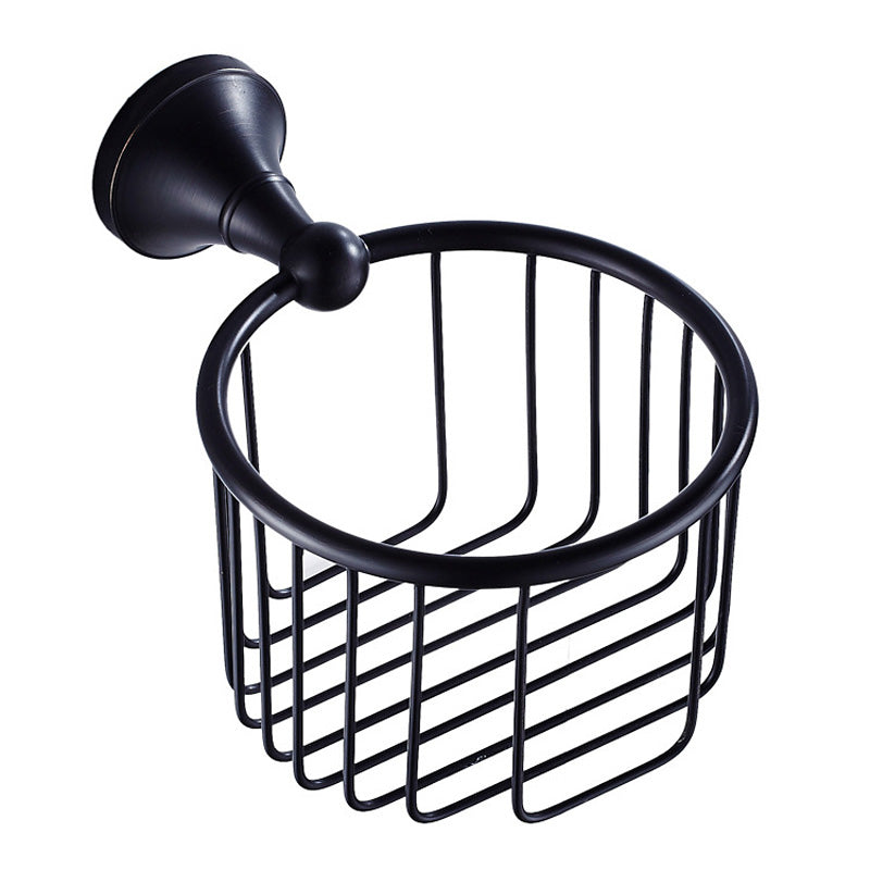Bathroom Toilet Paper Roll Holder Black Brass Paper Basket Wall Mounted Oil Rubbed Bronze Hotel Single Roll