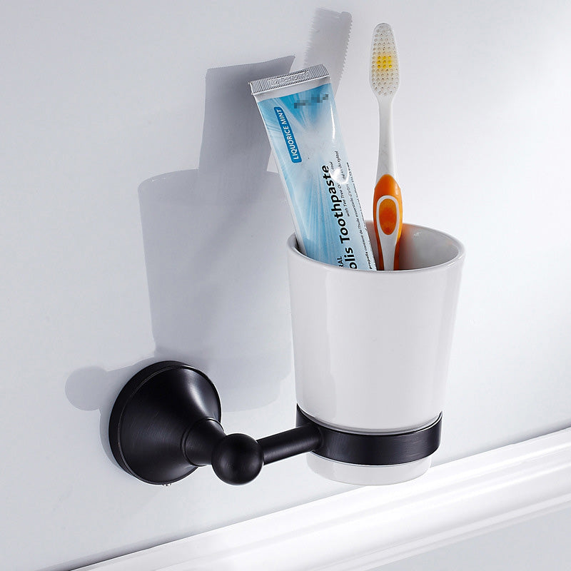 Bathroom Toothbrush Holder Oil Rubbed Bronze Single/ Double Ceramic Brass Shower Hotel Wall Mounted