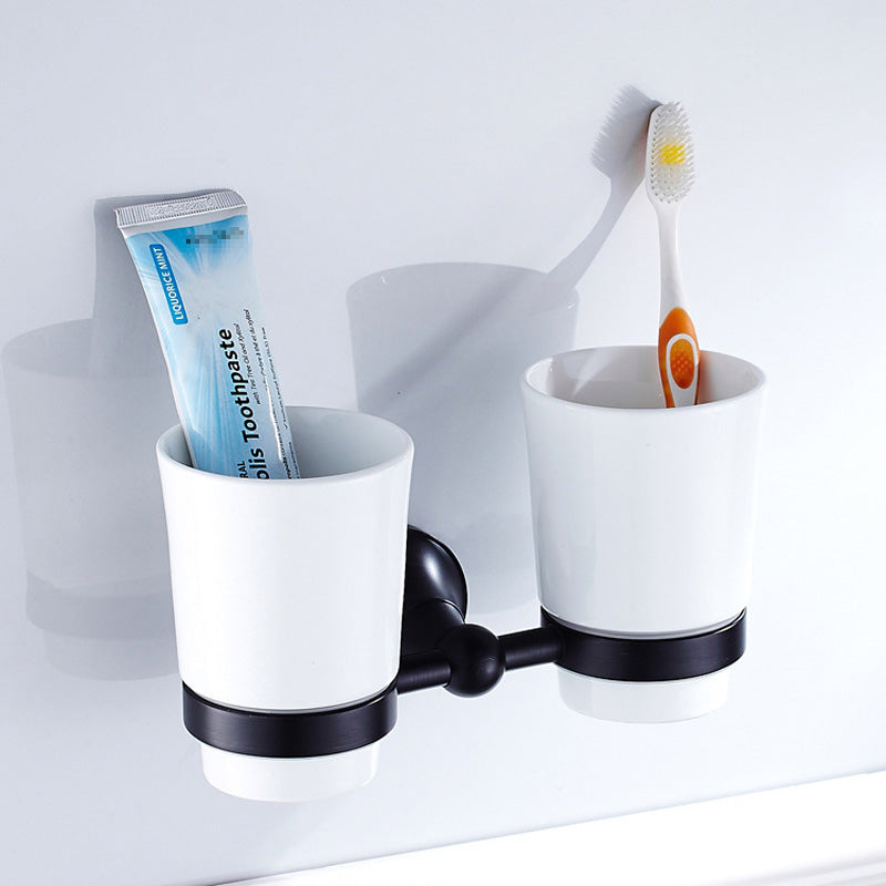 Bathroom Toothbrush Holder Oil Rubbed Bronze Single/ Double Ceramic Brass Shower Hotel Wall Mounted