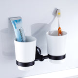 Bathroom Toothbrush Holder Oil Rubbed Bronze Single/ Double Ceramic Brass Shower Hotel Wall Mounted