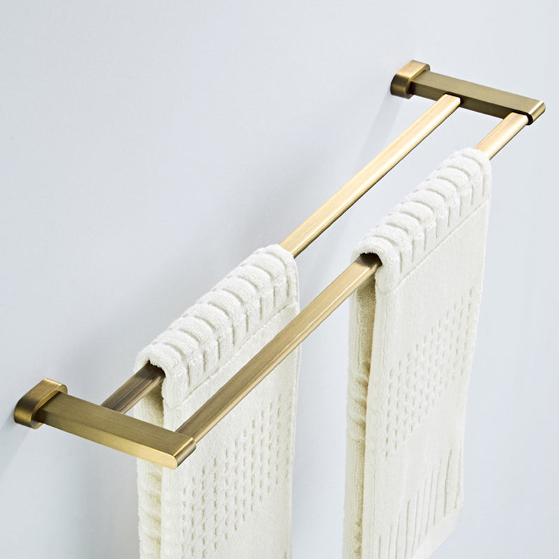 Antique Brushed Towel Rack Brass Gold Wall Mount Double Towel Bars Modern Luxury Bathroom Hardware