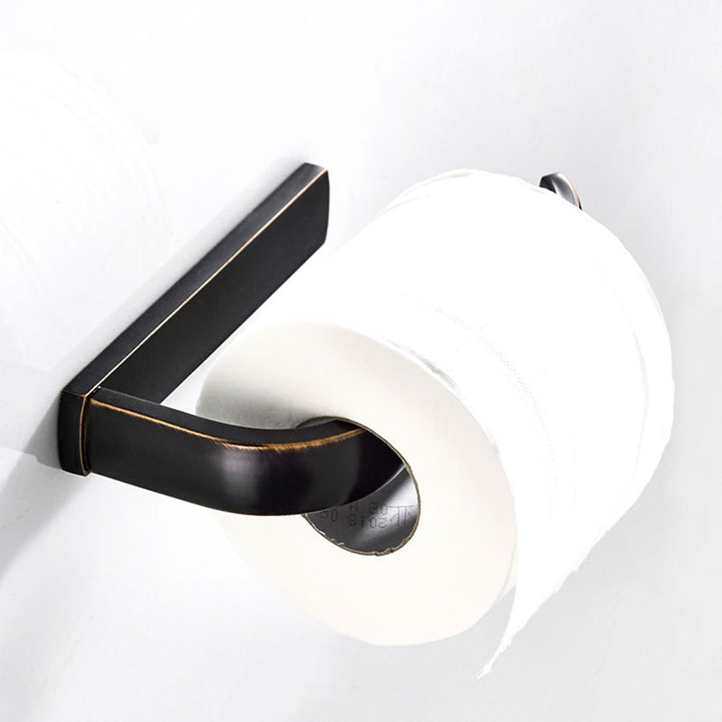 Bathrooms Black Brass Toilet Paper Holder Wall Mounted Single Roll Oil Rubbed Bronze Small Towel Bar
