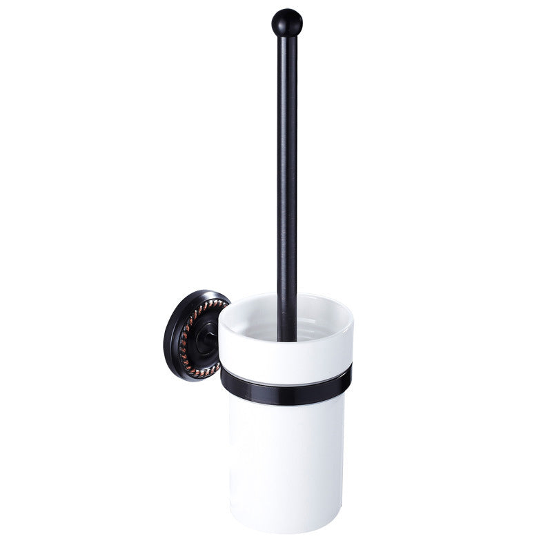 Black Brass Toilet Brush Holder Oil Rubbed Bronze Bathroom Hardware White Ceramic Holder Household