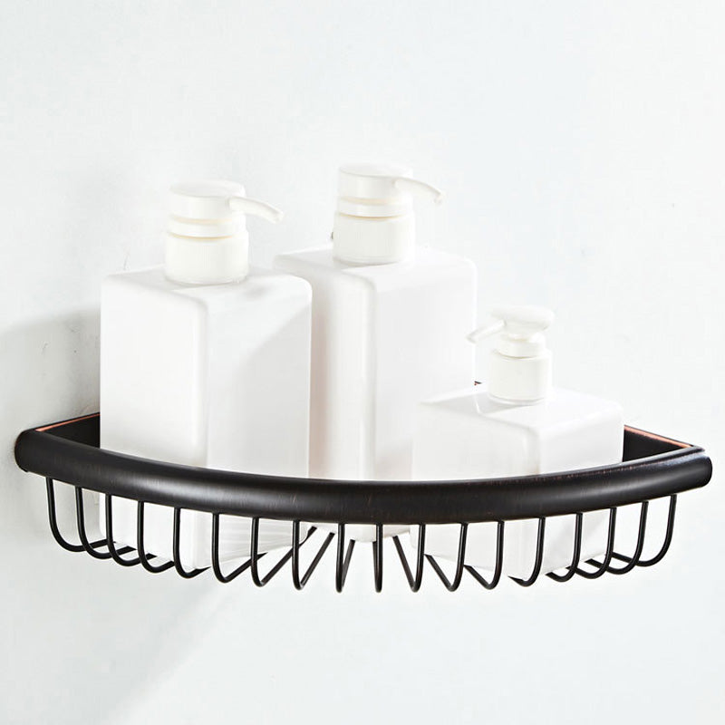Black Brass Triangle Wall Mounted Shower Caddy Basket Oil Rubbed Bronze Corner Bathroom Shelf Hotel
