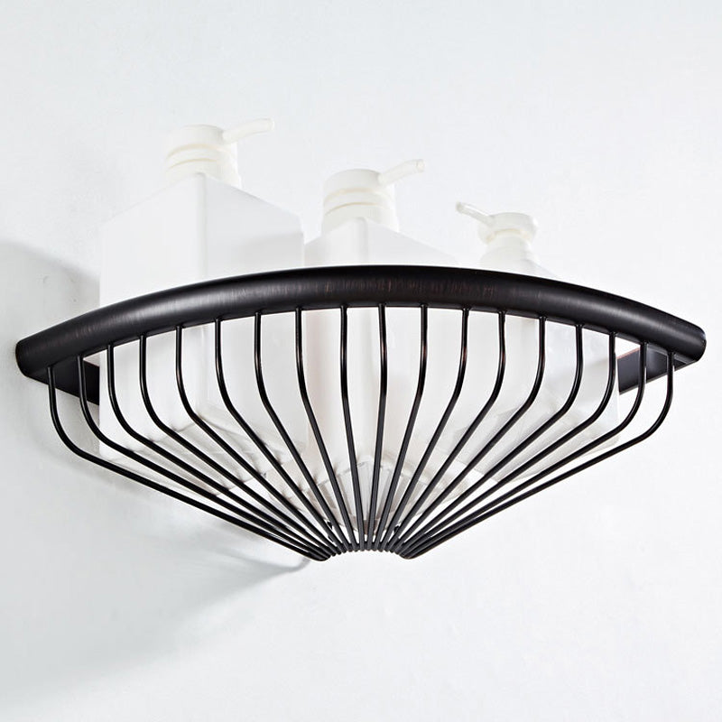Black Brass Triangle Wall Mounted Shower Caddy Basket Oil Rubbed Bronze Corner Bathroom Shelf Hotel