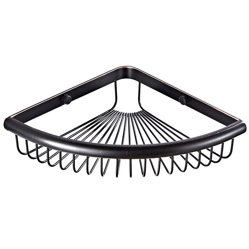 Black Brass Triangle Wall Mounted Shower Caddy Basket Oil Rubbed Bronze Corner Bathroom Shelf Hotel