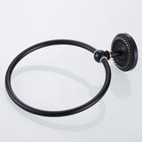 Black Carved Brass Oil Rubbed Bronze Round Towel Ring Wall Mounted Hotel Bathroom Hardware Modern