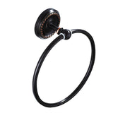 Black Carved Brass Oil Rubbed Bronze Round Towel Ring Wall Mounted Hotel Bathroom Hardware Modern