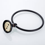 Black Carved Brass Oil Rubbed Bronze Round Towel Ring Wall Mounted Hotel Bathroom Hardware Modern