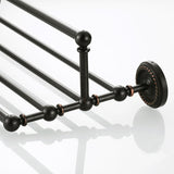 Black Carved Wall Mounted Towel Rack Oil Rubbed Bronze Brass Bathroom Hardware Shelf With Towel Bar