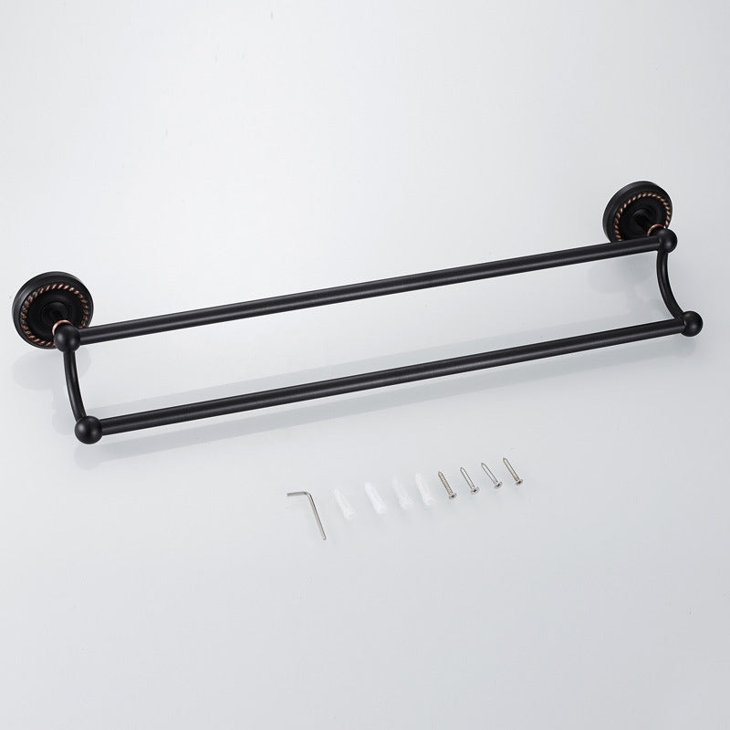 Black Oil Rubbed Bronze 24 Inch Single/ DoubleTowel Bar Brass Bathroom Wall Mounted Towel Racks Hotel