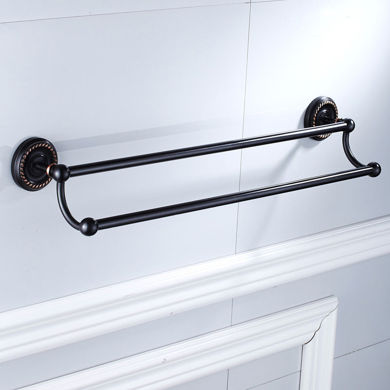 Black Oil Rubbed Bronze 24 Inch Single/ DoubleTowel Bar Brass Bathroom Wall Mounted Towel Racks Hotel