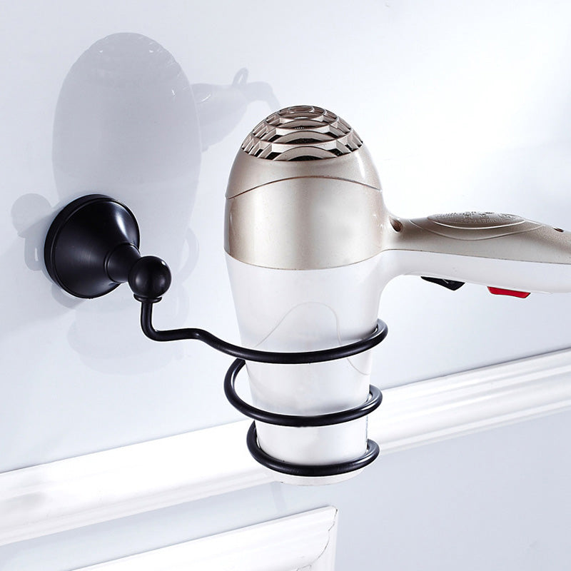 Black Wall Mount Hair Dryer Holder Brass Bathroom Shelves Oil Rubbed Bronze Hotel Convenience Modern