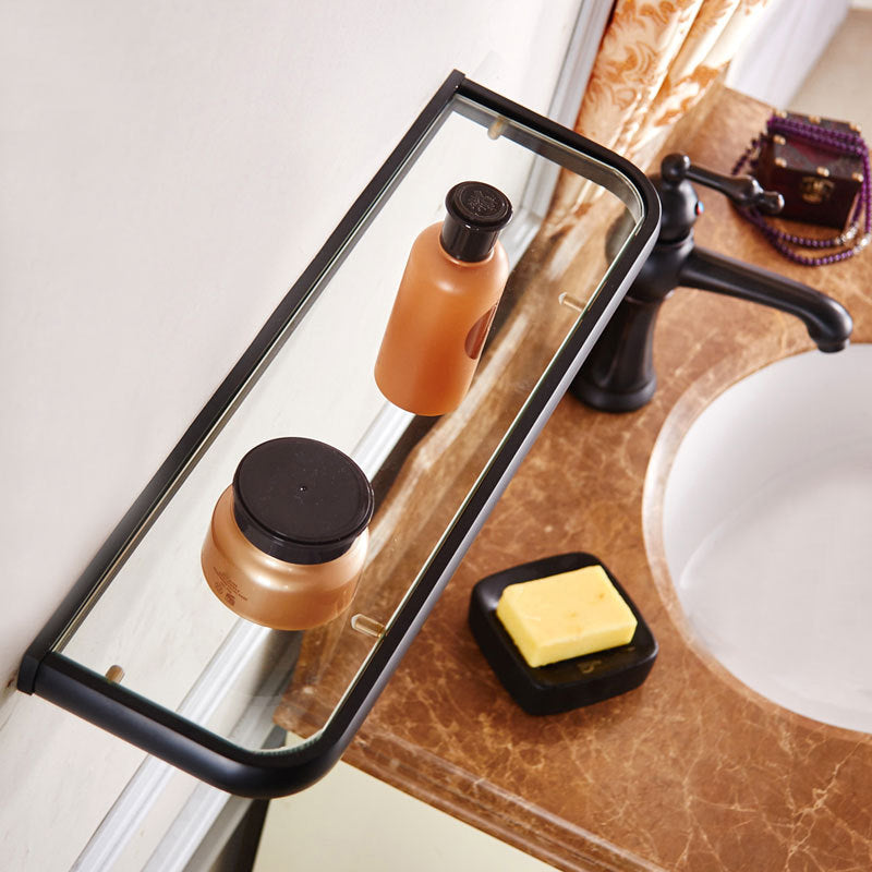Brass Bathroom Shelves Glass Phone Holder Black Shower Shelf Oil Rubbed Bronze Wall Mount Decorative