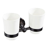 Brass Carved Wall Mounted Toothbrush Holder Single/ Double Ceramic Cup Bathroom Oil Rubbed Bronze