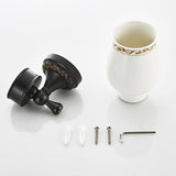 Brass Shower Toothbrush Holder Bathroom Carved Single/ Double Ceramic Wall Mounted Oil Rubbed Bronze