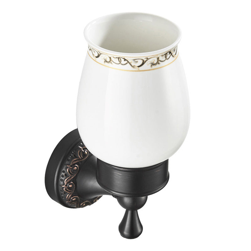 Brass Shower Toothbrush Holder Bathroom Carved Single/ Double Ceramic Wall Mounted Oil Rubbed Bronze