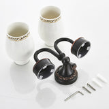 Brass Shower Toothbrush Holder Bathroom Carved Single/ Double Ceramic Wall Mounted Oil Rubbed Bronze
