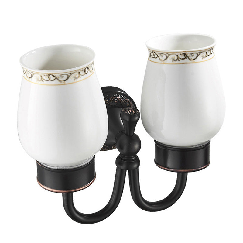 Brass Shower Toothbrush Holder Bathroom Carved Single/ Double Ceramic Wall Mounted Oil Rubbed Bronze