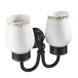 Brass Shower Toothbrush Holder Bathroom Carved Single/ Double Ceramic Wall Mounted Oil Rubbed Bronze