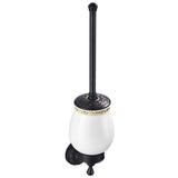 Brass Toilet Brush Holder Decorative Unique Carved with Ceramic Cup Black Hotel Home Oil Rubbed Bronze