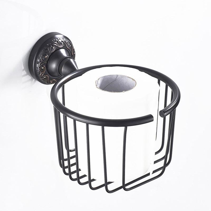 Brass Toilet Paper Basket Bathroom Oil Rubbed Bronze Wall Mount Commercial Paper Holder Carved Black