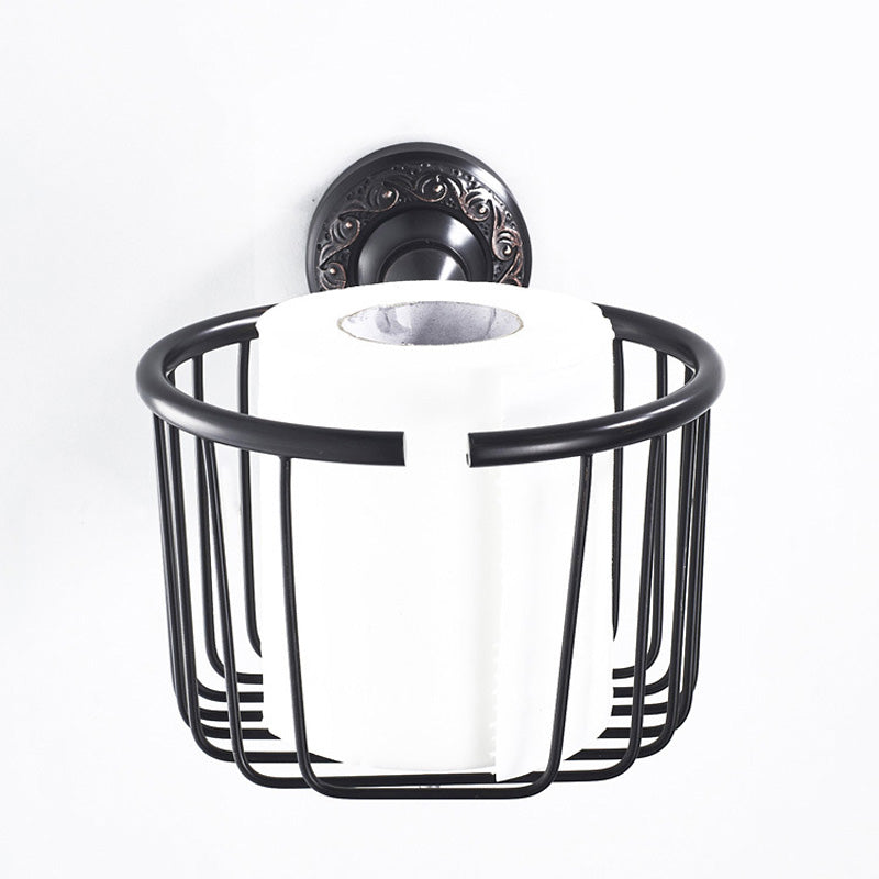 Brass Toilet Paper Basket Bathroom Oil Rubbed Bronze Wall Mount Commercial Paper Holder Carved Black