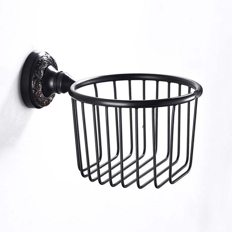 Brass Toilet Paper Basket Bathroom Oil Rubbed Bronze Wall Mount Commercial Paper Holder Carved Black