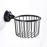 Brass Toilet Paper Basket Bathroom Oil Rubbed Bronze Wall Mount Commercial Paper Holder Carved Black