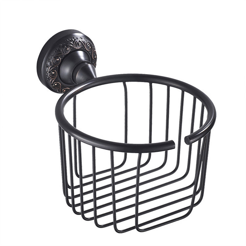 Brass Toilet Paper Basket Bathroom Oil Rubbed Bronze Wall Mount Commercial Paper Holder Carved Black