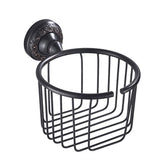 Brass Toilet Paper Basket Bathroom Oil Rubbed Bronze Wall Mount Commercial Paper Holder Carved Black