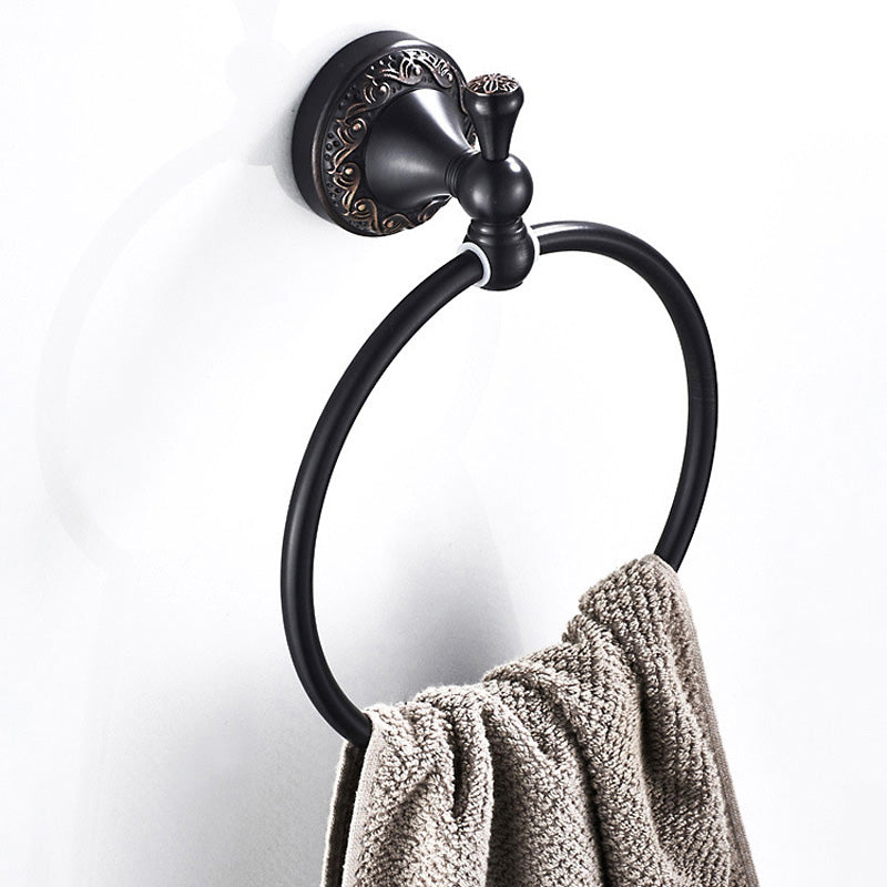 Brass Towel Ring Decorative Carved Bathroom Round Rustic Black Wall Mounted Oil Rubbed Bronze Hotel