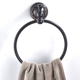 Brass Towel Ring Decorative Carved Bathroom Round Rustic Black Wall Mounted Oil Rubbed Bronze Hotel