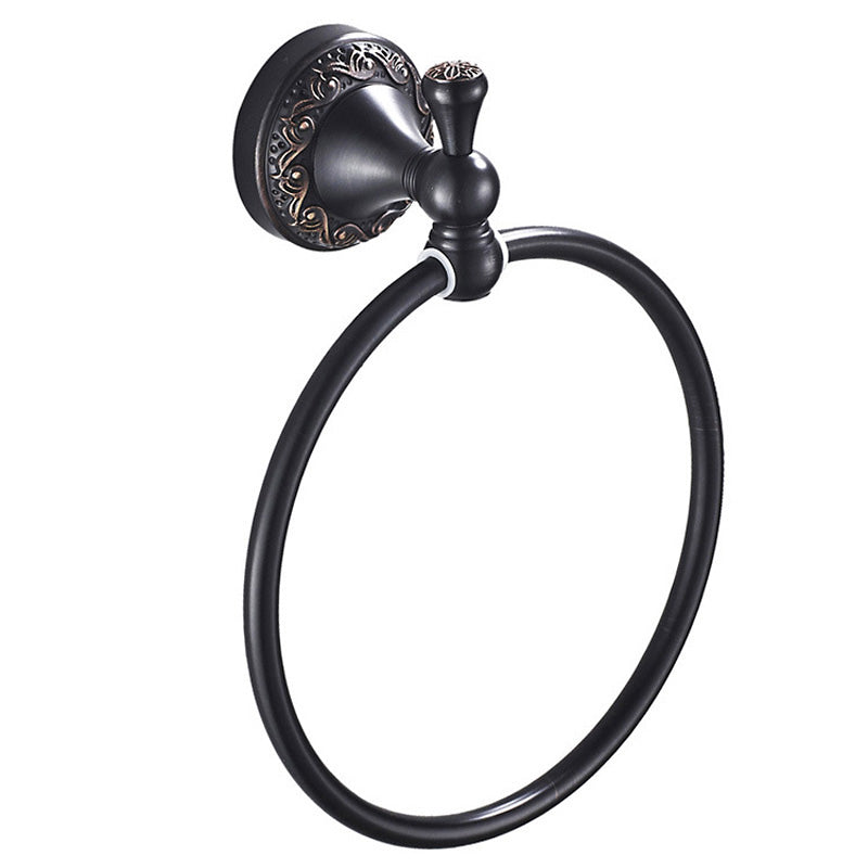 Brass Towel Ring Decorative Carved Bathroom Round Rustic Black Wall Mounted Oil Rubbed Bronze Hotel