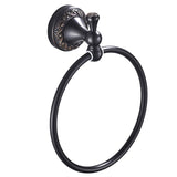 Brass Towel Ring Decorative Carved Bathroom Round Rustic Black Wall Mounted Oil Rubbed Bronze Hotel