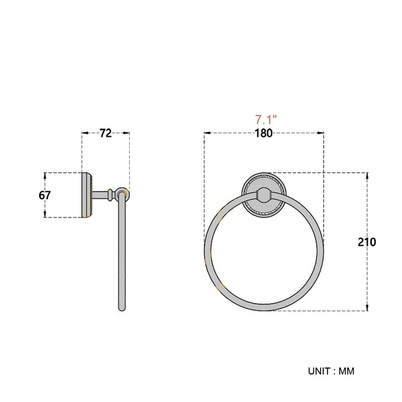 Brass Towel Ring Decorative Carved Bathroom Round Rustic Black Wall Mounted Oil Rubbed Bronze Hotel