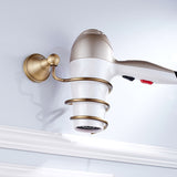 Brass Wall Mount Hair Dryer Holder Antique Brushed Gold Bathroom Shelf Hardware Hotel Simple Household