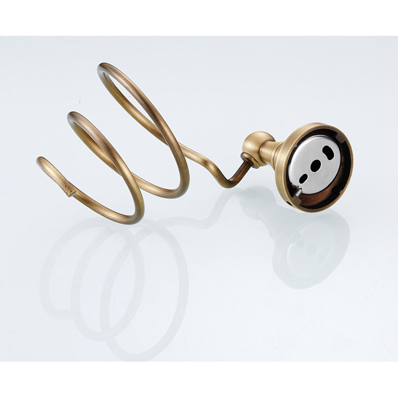 Brass Wall Mount Hair Dryer Holder Antique Brushed Gold Bathroom Shelf Hardware Hotel Simple Household